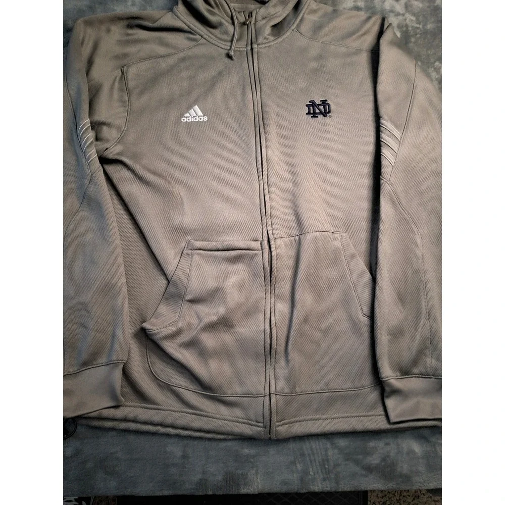 Adidas Mens Notre Dame Fighting Irish ClimaWarm Full‎ Zip Hoodie Gray Size M